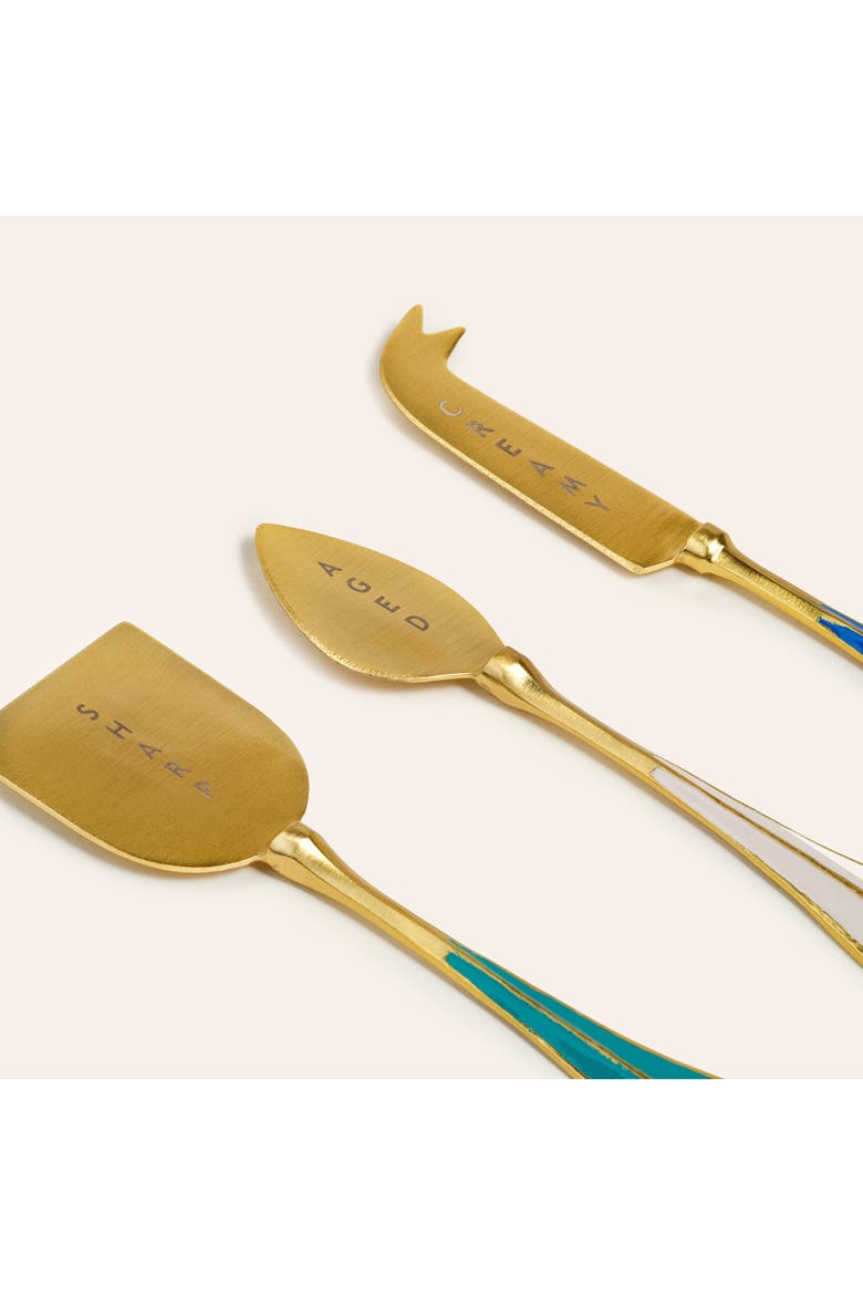 Tanda Steel Cheese Service Set of 3 Entertaining Essential, Alternate, color, Metallic Gold