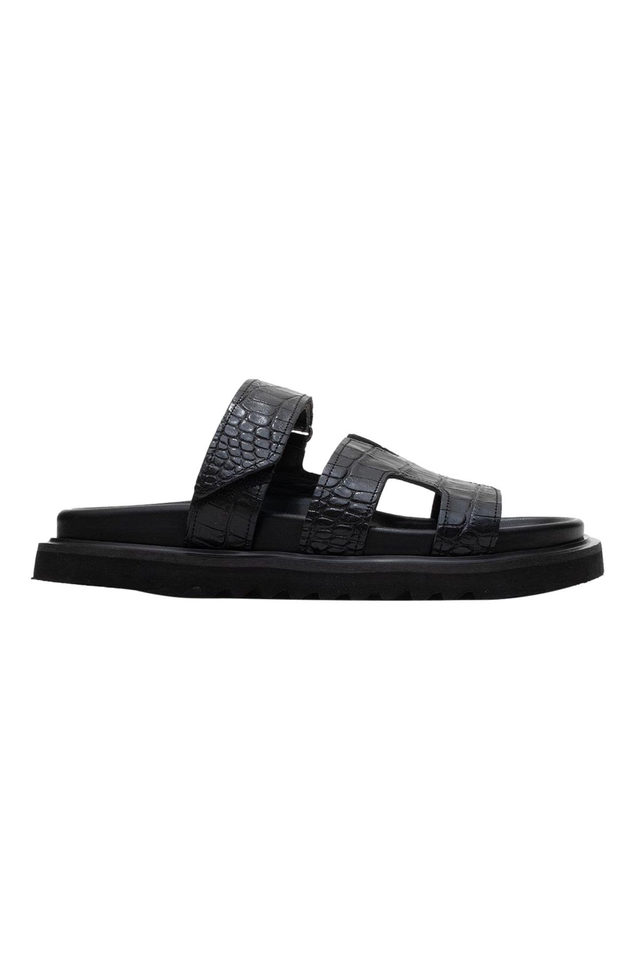 Forever & Always Shoes Loana Leather Slide Sandal, Alternate, color, Black Leather