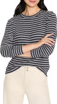 NIC+ZOE Texture Stripe Button Shoulder Top
