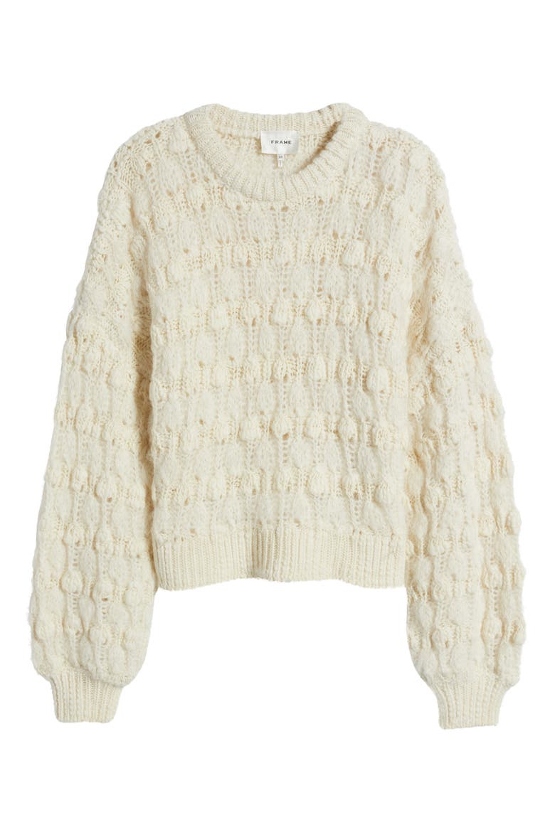 Open Stitch Alpaca Blend Crewneck Sweater, Alternate, color, CREAM