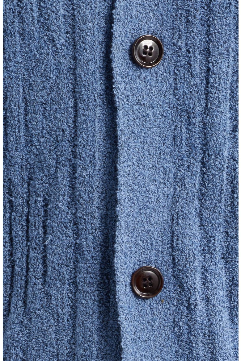 Zefi Salamanca Texture Knit Short Sleeve Button-Up Shirt, Alternate, color, BLUE
