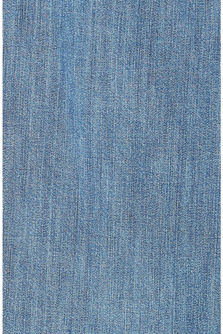 Tie Neck Button-Up Denim Shirt, Alternate, color, MEDIUM INDIGO