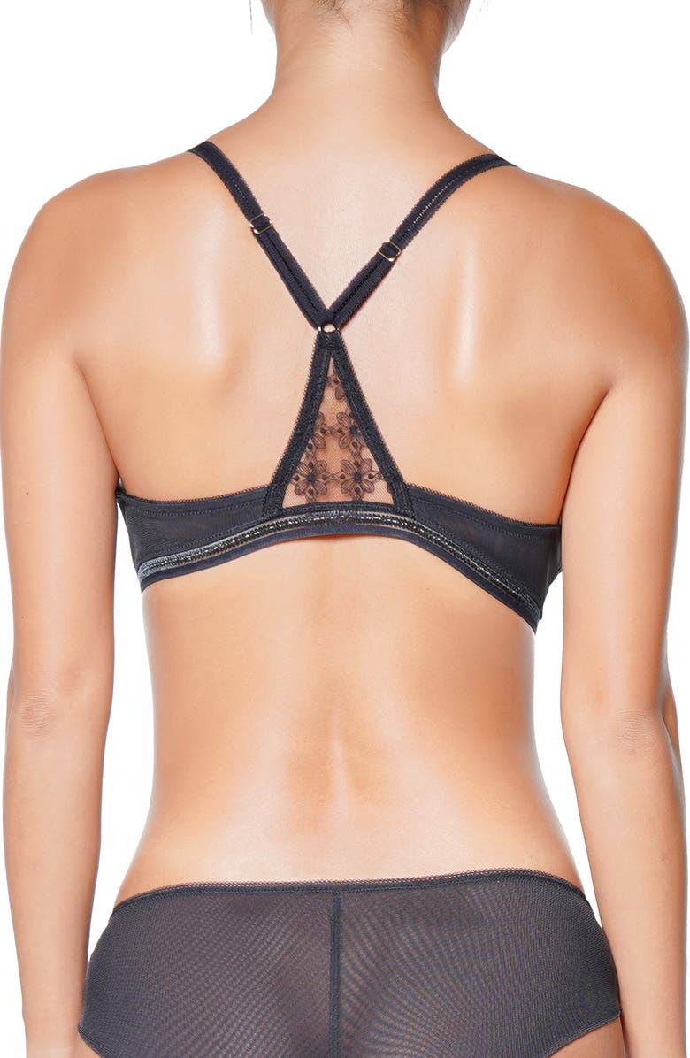 Huit Café Fleur Wireless Bra, Alternate, color, Black