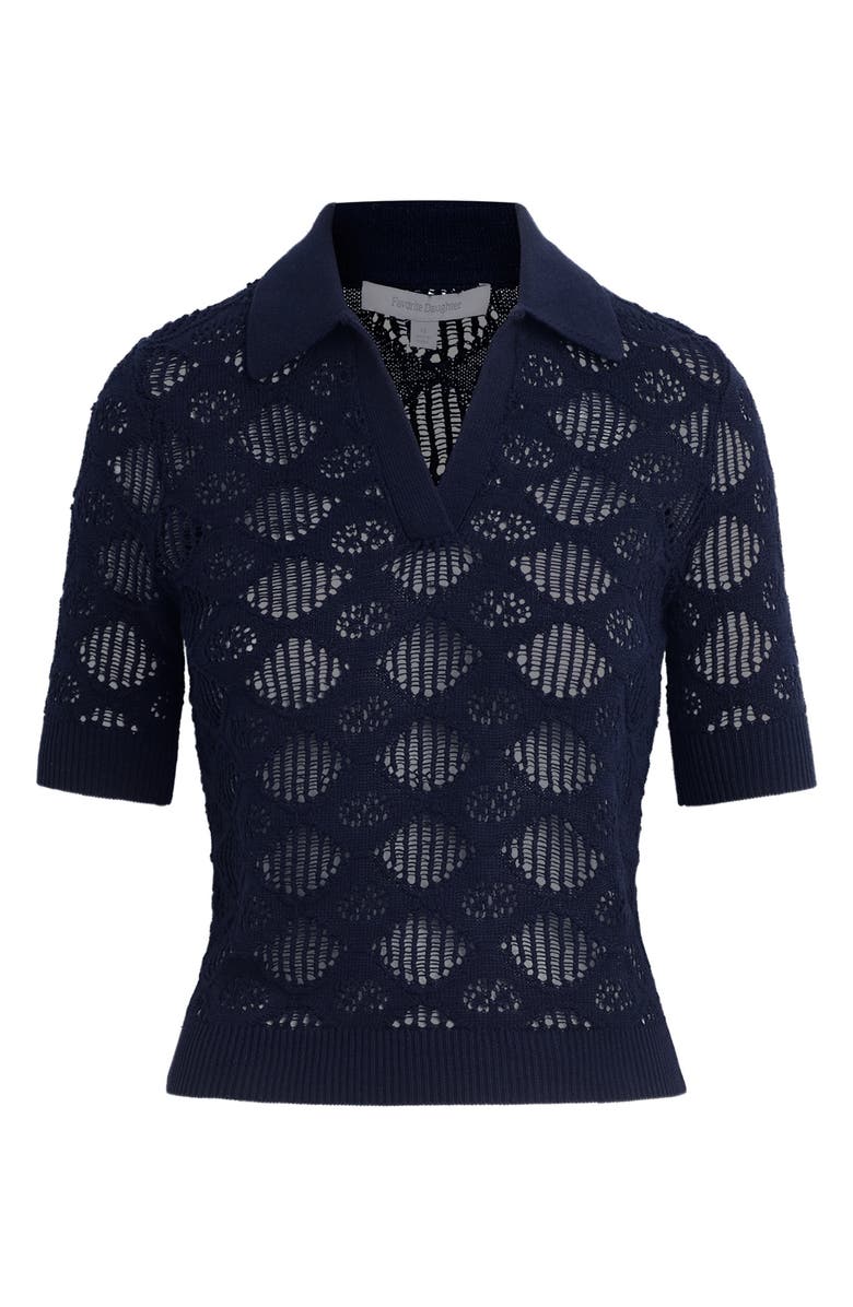 Favorite Daughter The Courtside Open Stitch Polo Sweater, Alternate, color, Navy