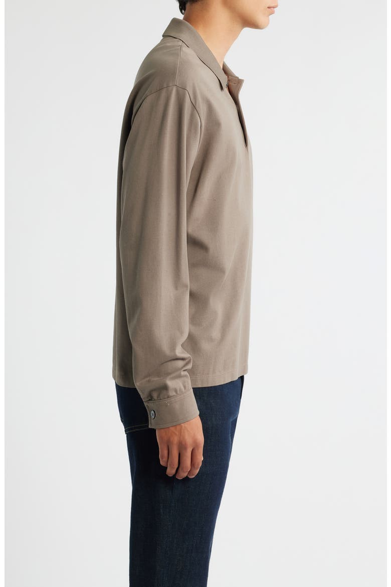 Long Sleeve Piqué Polo, Alternate, color, SMOKY MOCHA
