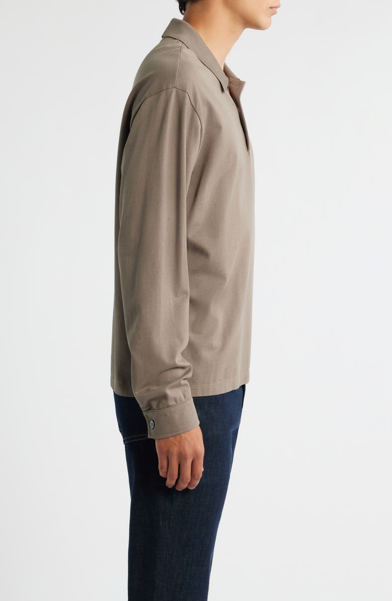 FRAME Long Sleeve Piqué Polo, Alternate, color, Smoky Mocha