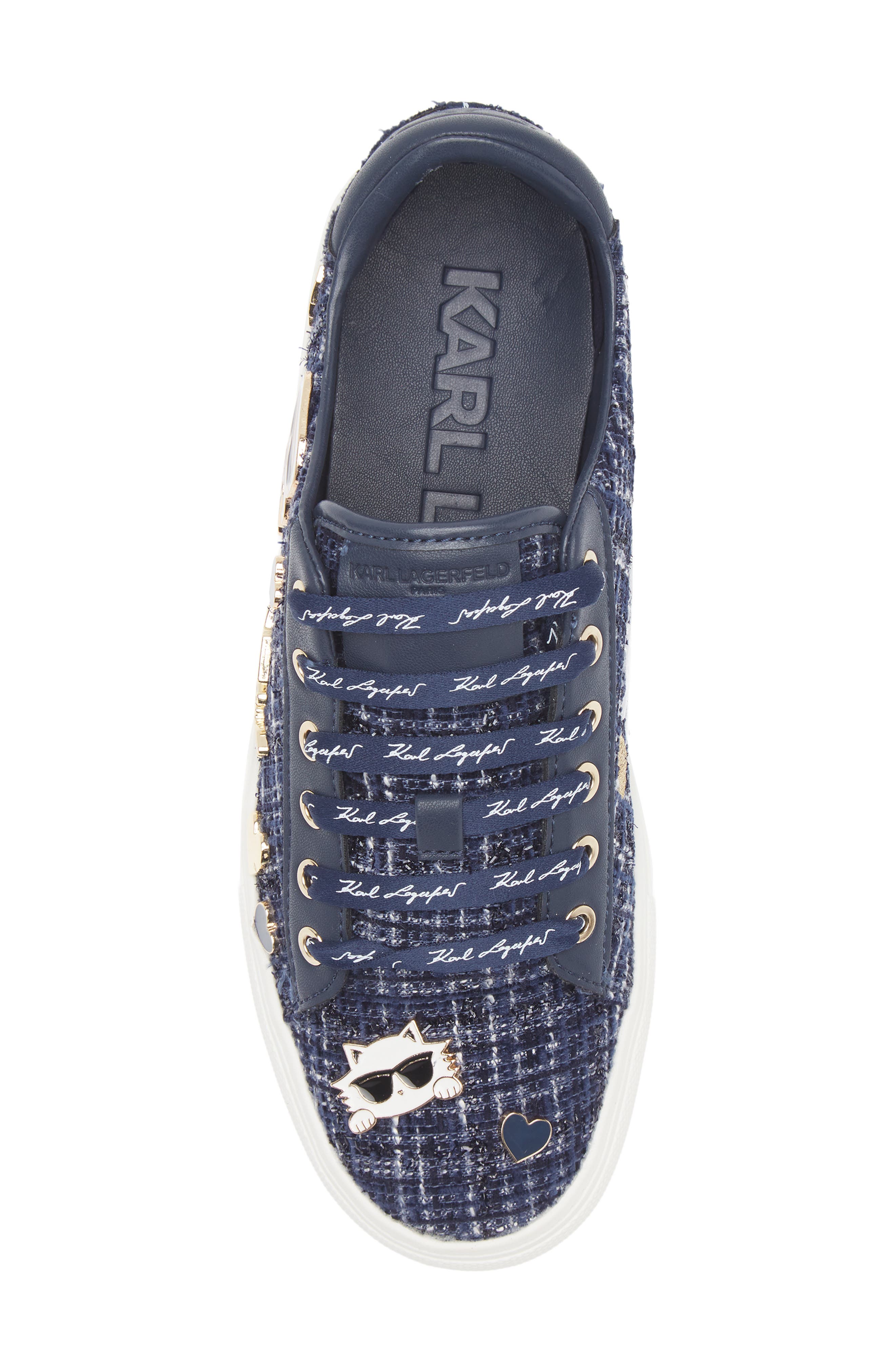 KARL LAGERFELD PARIS Cate Pins Lace-Up Sneaker, Alternate, color, Navy