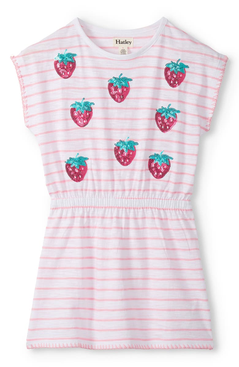Hatley Kids' Strawberry Sequin Cinch Waist Dress, Main, color, 
