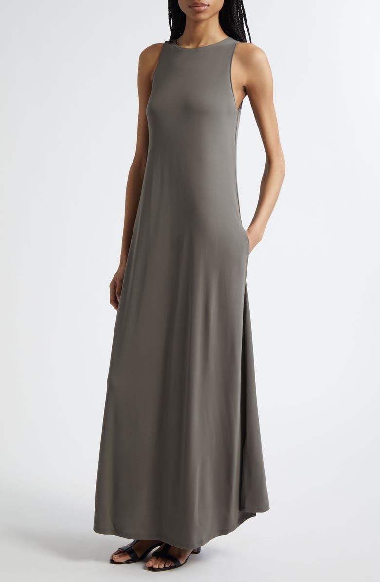 MM by Max Mara Accento Sleeveless Maxi Dress, Main, color, Dark Green