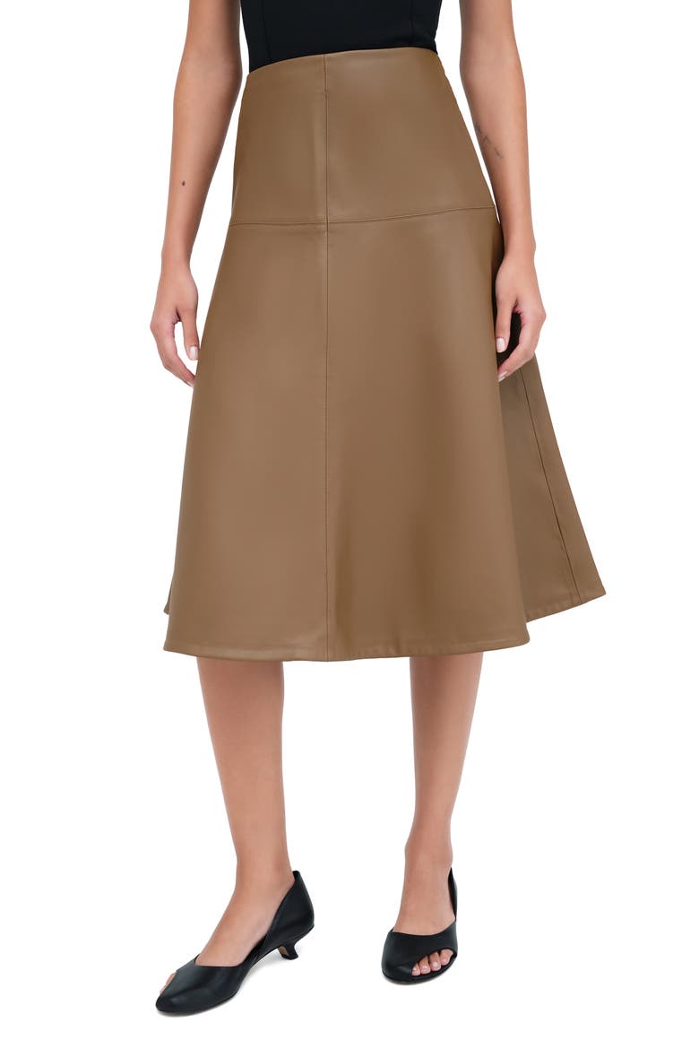 Lexi Faux Leather A-Line Skirt, Alternate, color, TAUPE