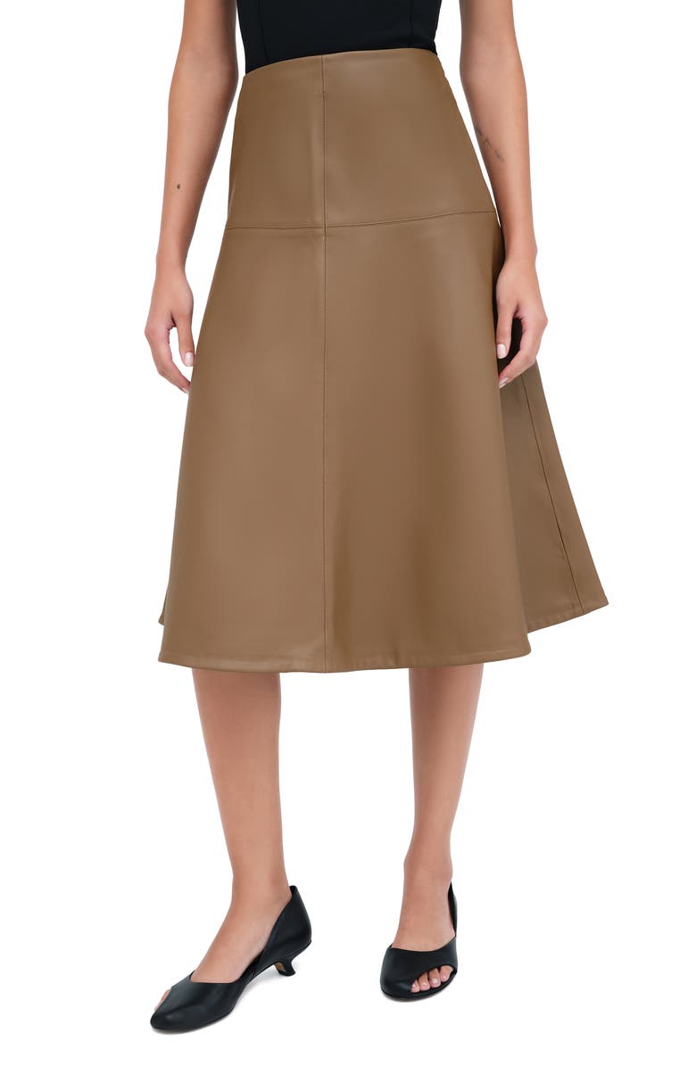 Marcella Lexi Faux Leather A-Line Skirt, Alternate, color, Taupe