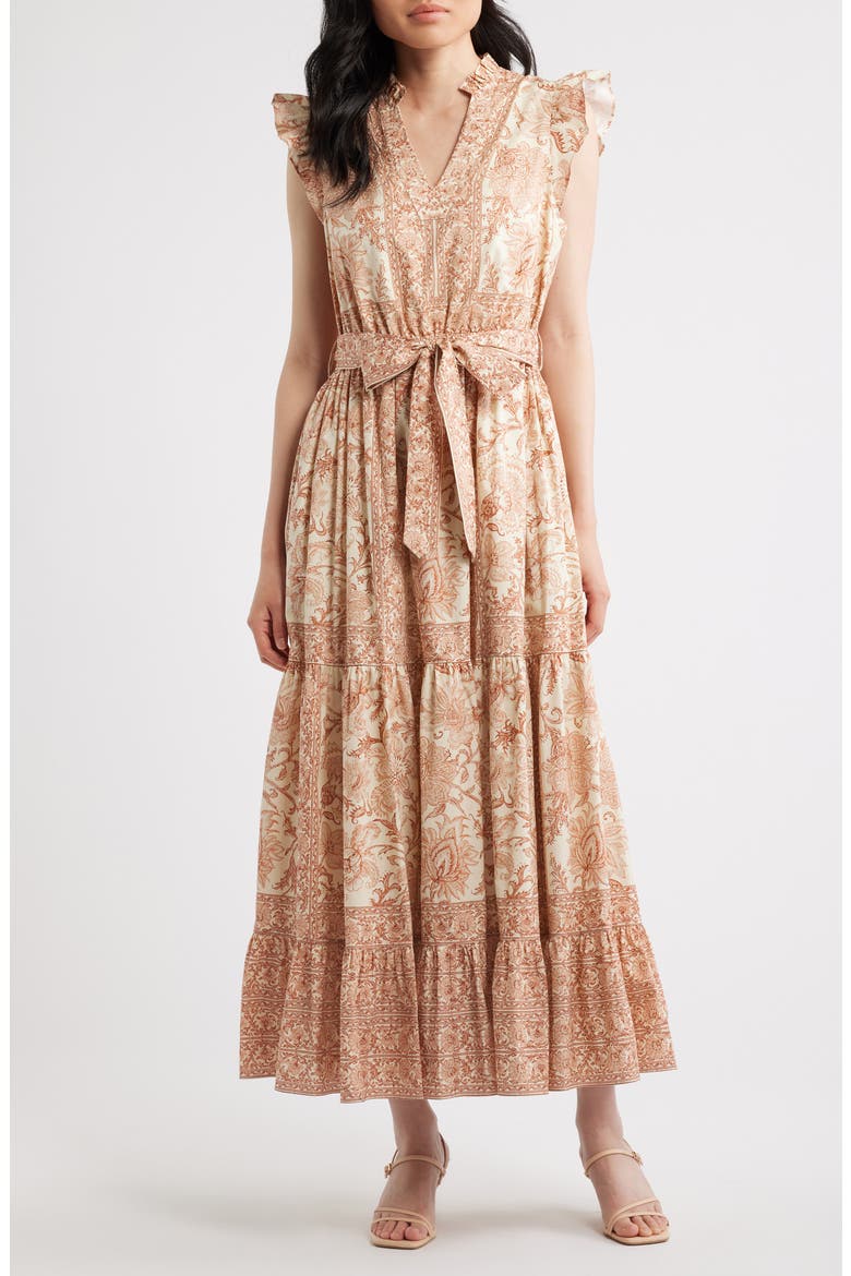 The Eden Print Tie Waist Maxi Dress, Main, color, CYPRESS VINE PRINT