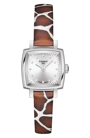 Tissot Lovely Wild Diamond Leather Strap Watch, 20mm In Multi