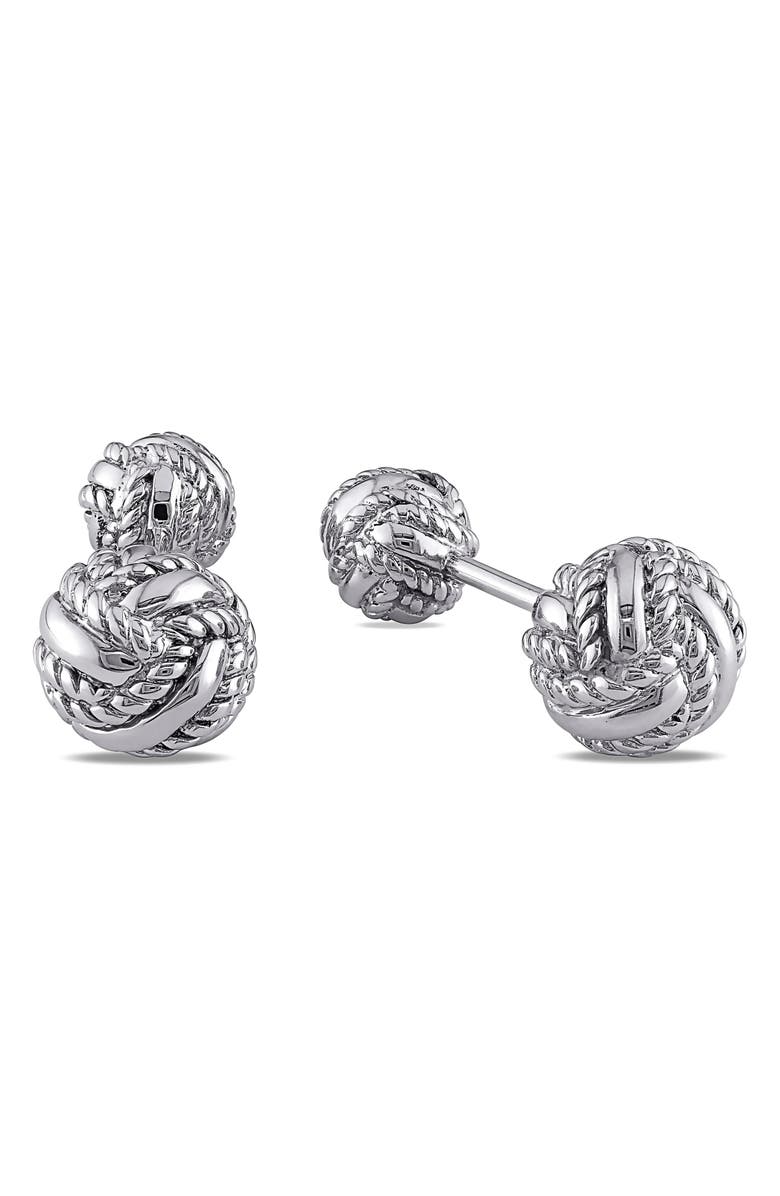 DELMAR Knot Cuff Links, Main, color, Silver