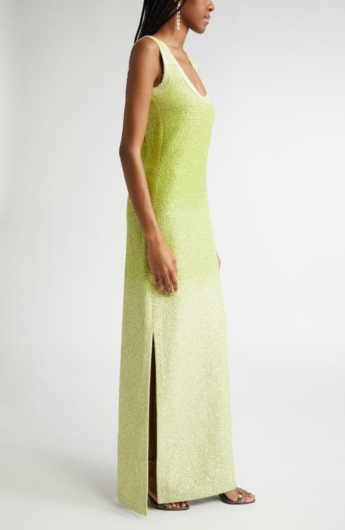 St John Sequin Knit Gown In Lemon Grass