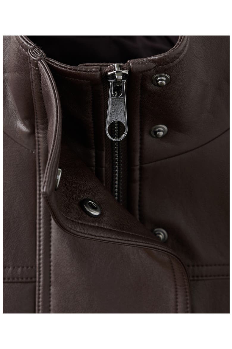 Oversize Belted Faux Leather Jacket, Alternate, color, CHOCOLATE