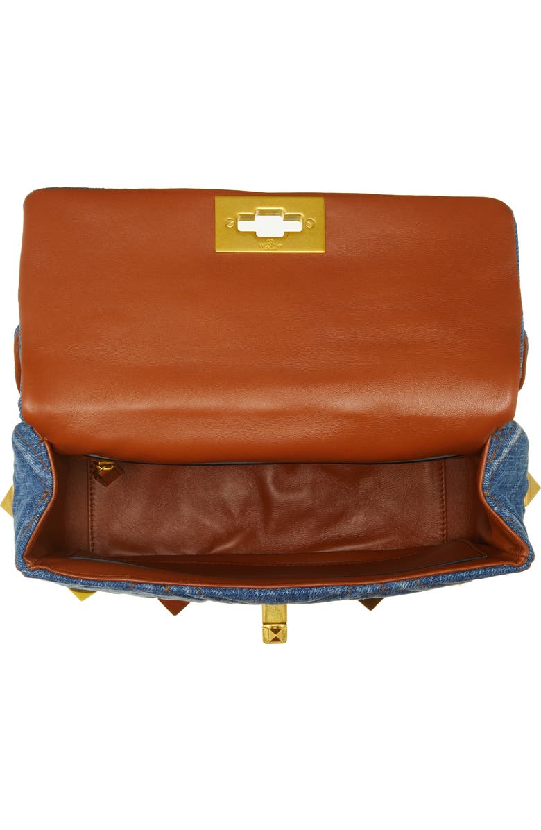 Valentino Garavani Valentino Medium Roman Stud Denim Shoulder Bag, Alternate, color,