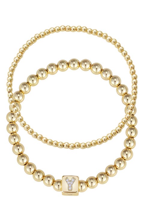 Set of 2 Gold Plated Stretch Bracelets