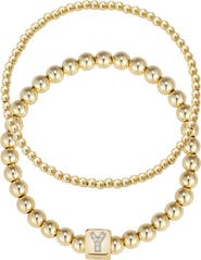 Adornia Set of 2 Gold Plated Stretch Bracelets