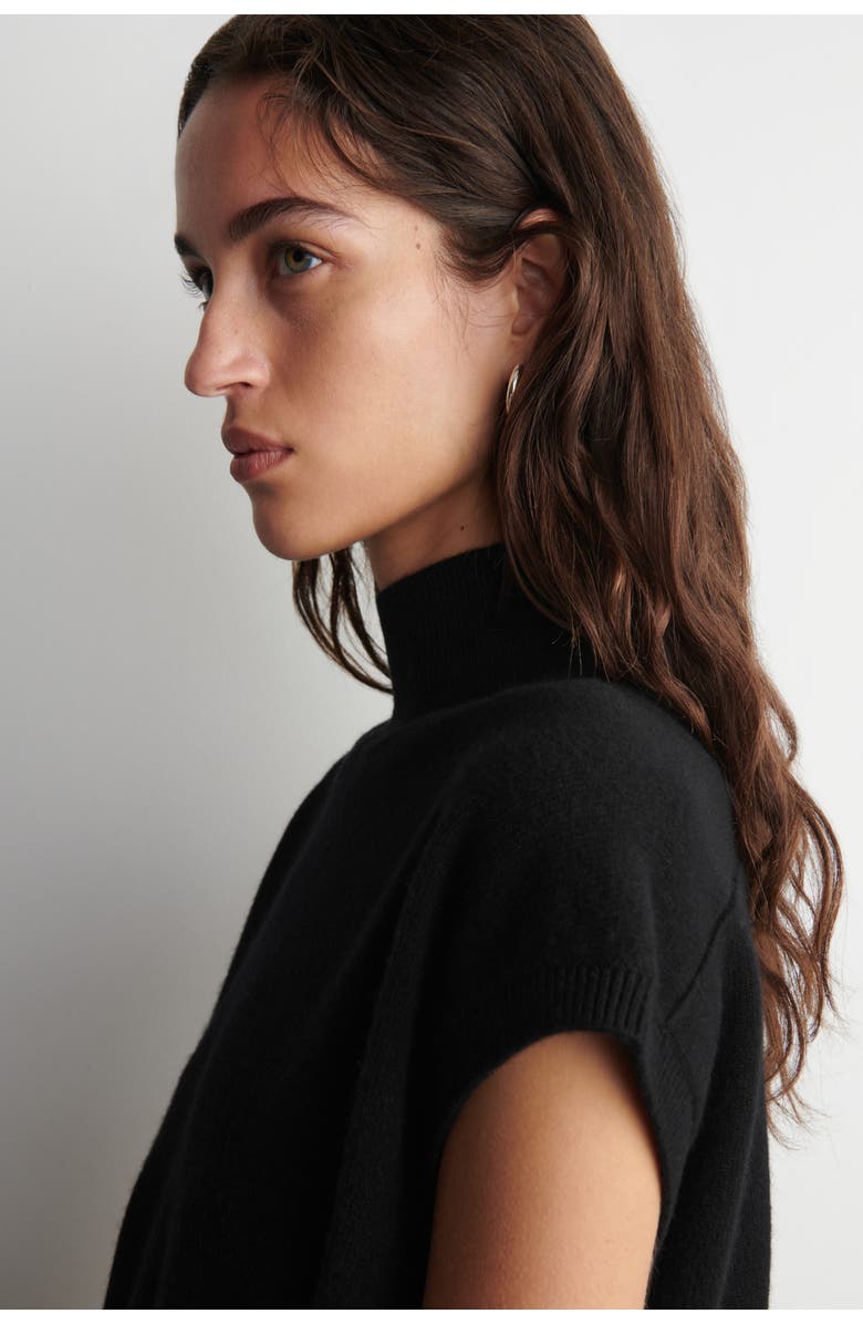 COS Belt-Detail Mock-Neck Wool Vest, Alternate, color, Black