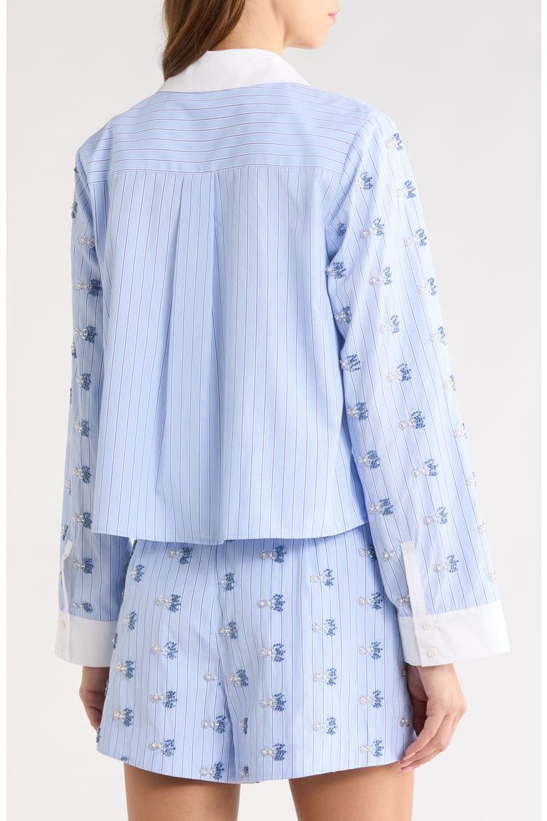 Sabine Beaded Stripe Shirt, Alternate, color, BLUE WHITE