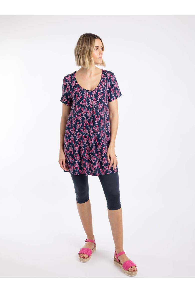 Nuri Printed Viscose Tunic Top, Alternate, color, Mid Navy
