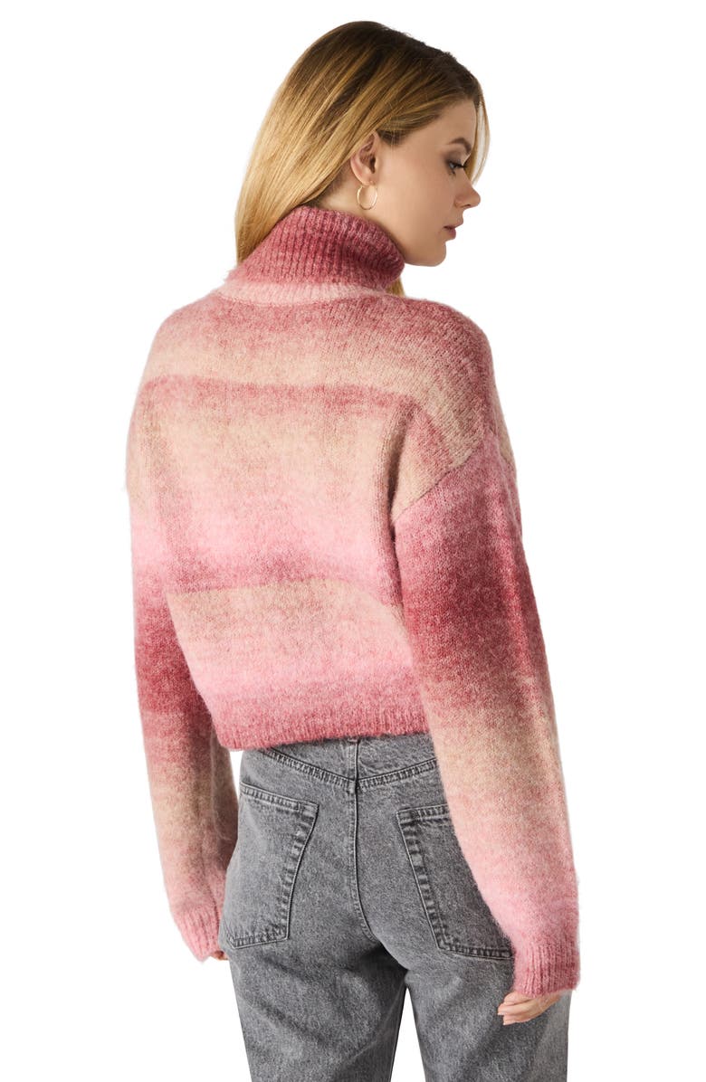 Steve Madden Raegann Ombré Stripe Turtleneck Sweater, Alternate, color, Pink Multi