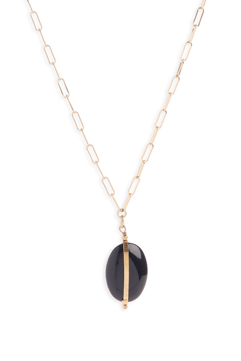Stone Pendant Necklace, Alternate, color, BLACK