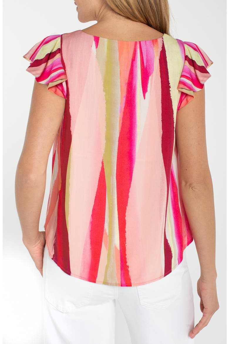 Print Flutter Sleeve Top, Alternate, color, PINK MULTI