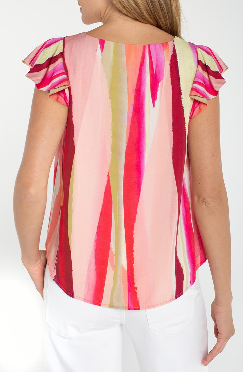 Liverpool Los Angeles Print Flutter Sleeve Top, Alternate, color, Pink Multi
