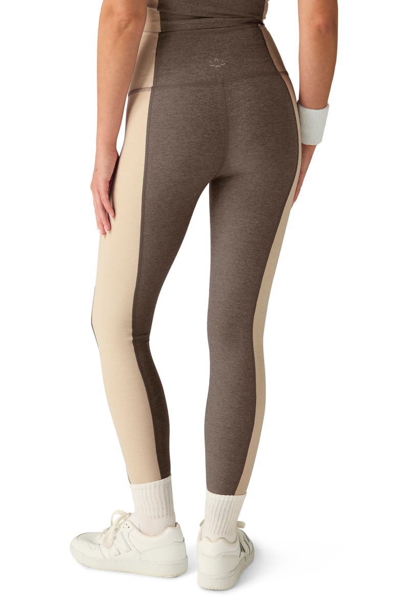 Beyond Yoga Space Dye Colorblock Ankle Leggings, Alternate, color, Soft Umber Heather/E