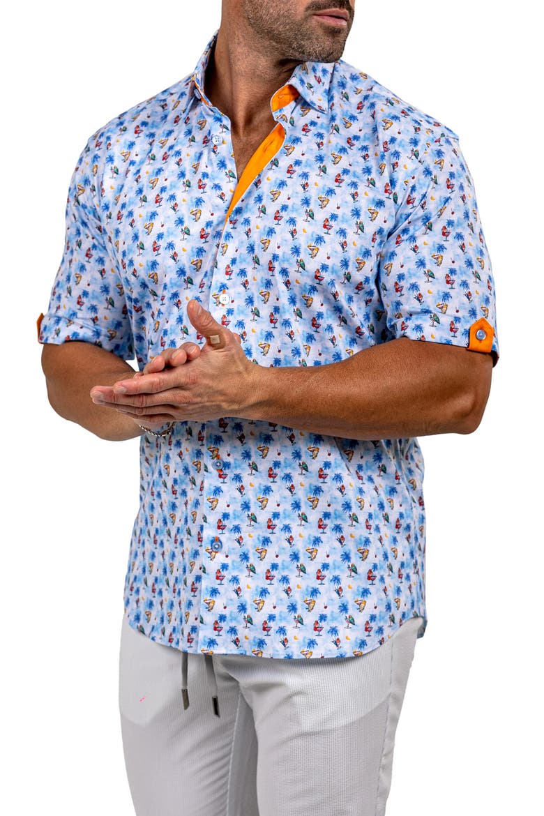 Galileo Marthy Short Sleeve Button-Up Shirt, Alternate, color, BLUE