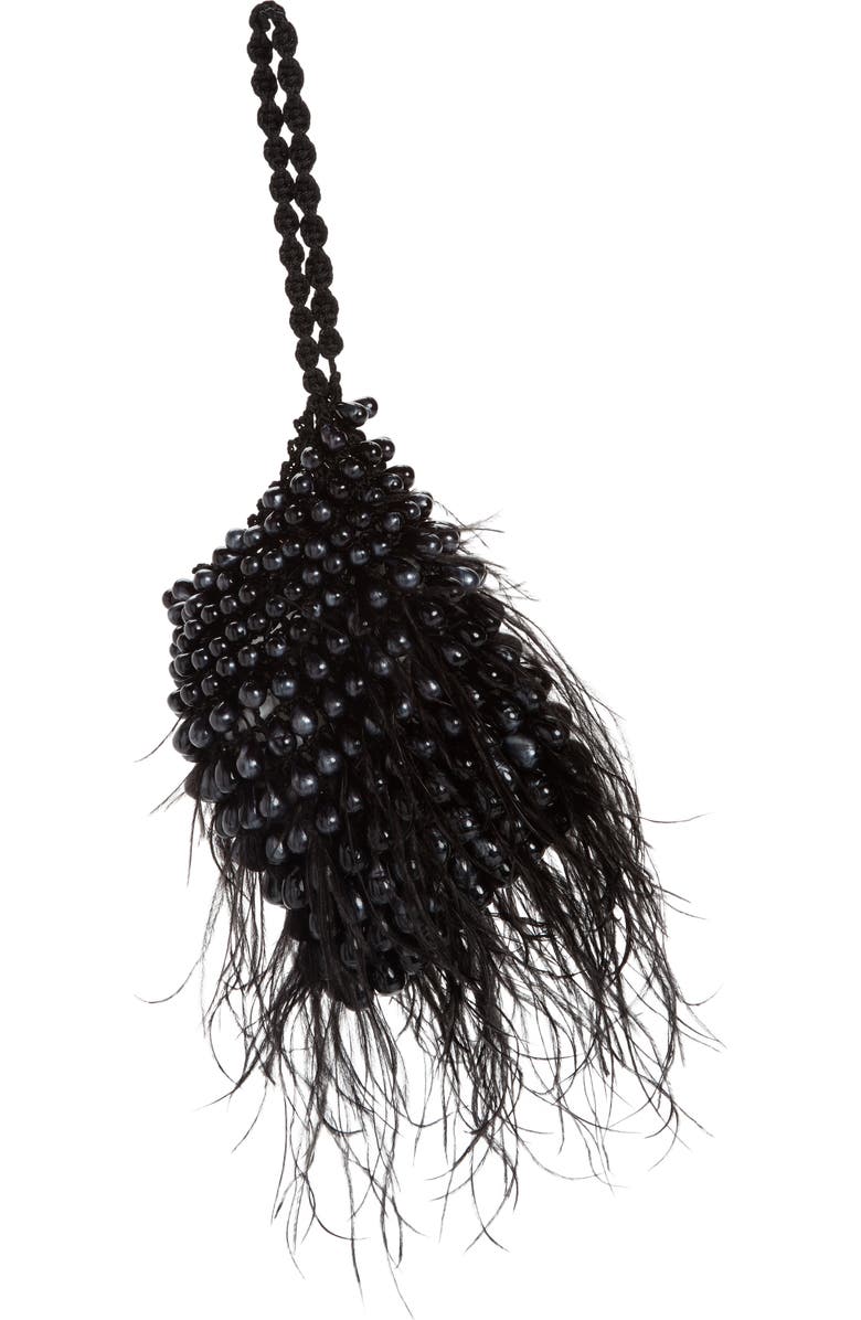 Cult Gaia Dory Bead & Ostrich Feather Wristlet, Alternate, color,