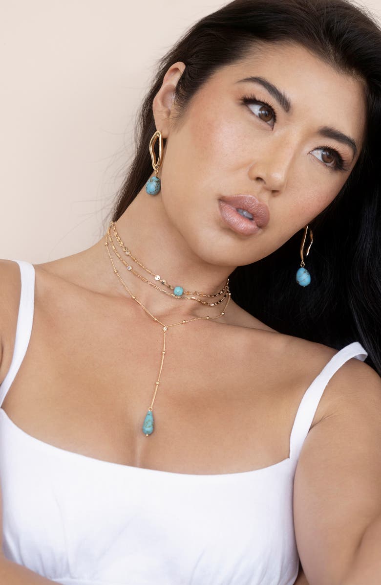 Ettika Layered Y-Necklace, Alternate, color, Turquoise
