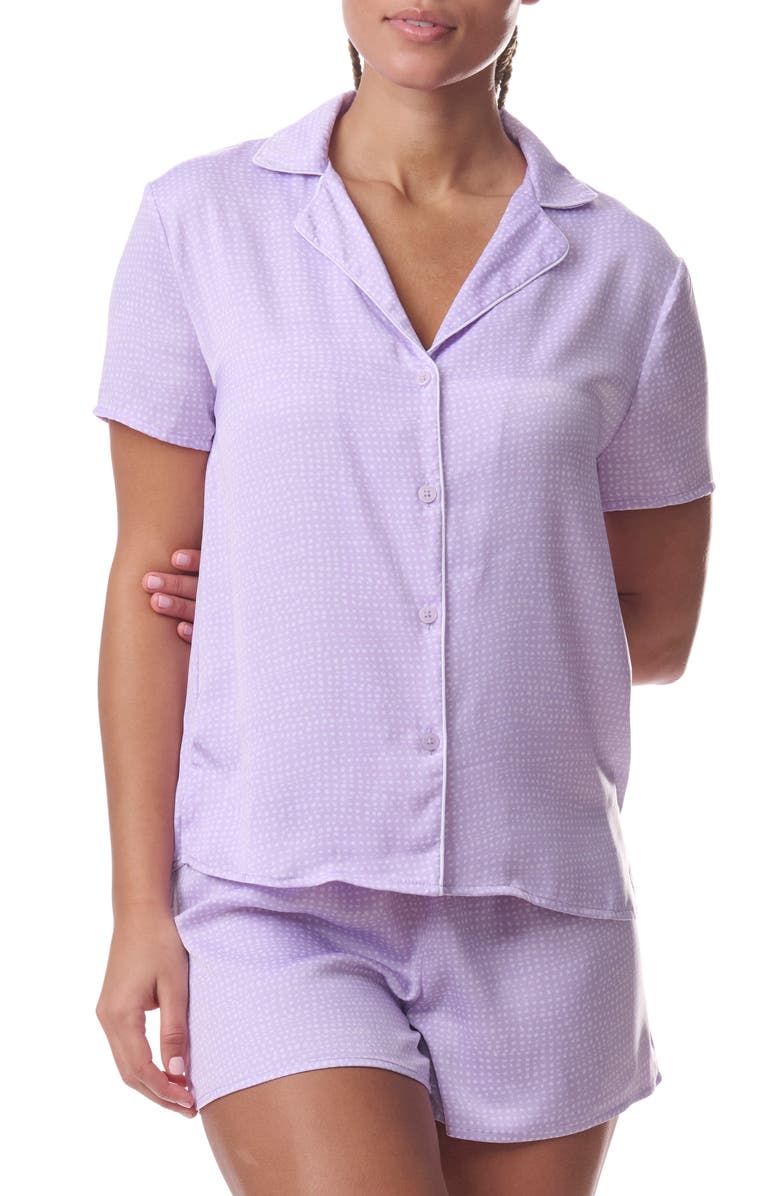 Splendid Satin Notch Collar & Boxer Pajamas, Main, color, Texture Blocks