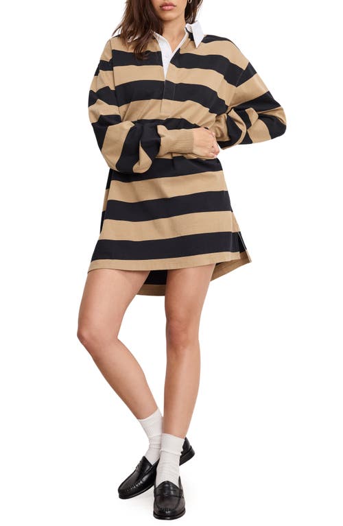 Good American Jersey Polo Long-sleeve Mini Dress In Multi