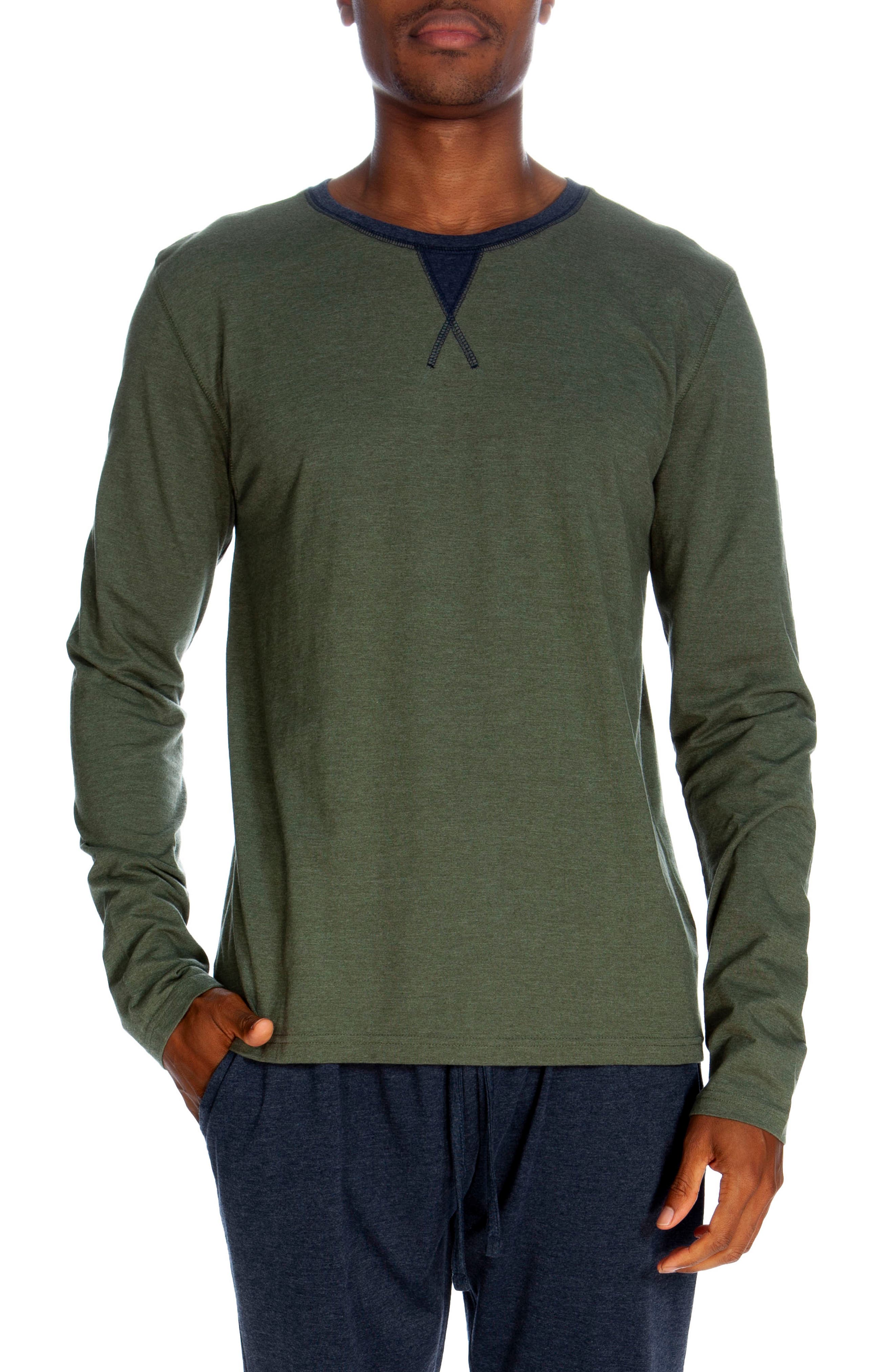 UNSIMPLY STITCHED Long Sleeve Contrast Crewneck Shirt