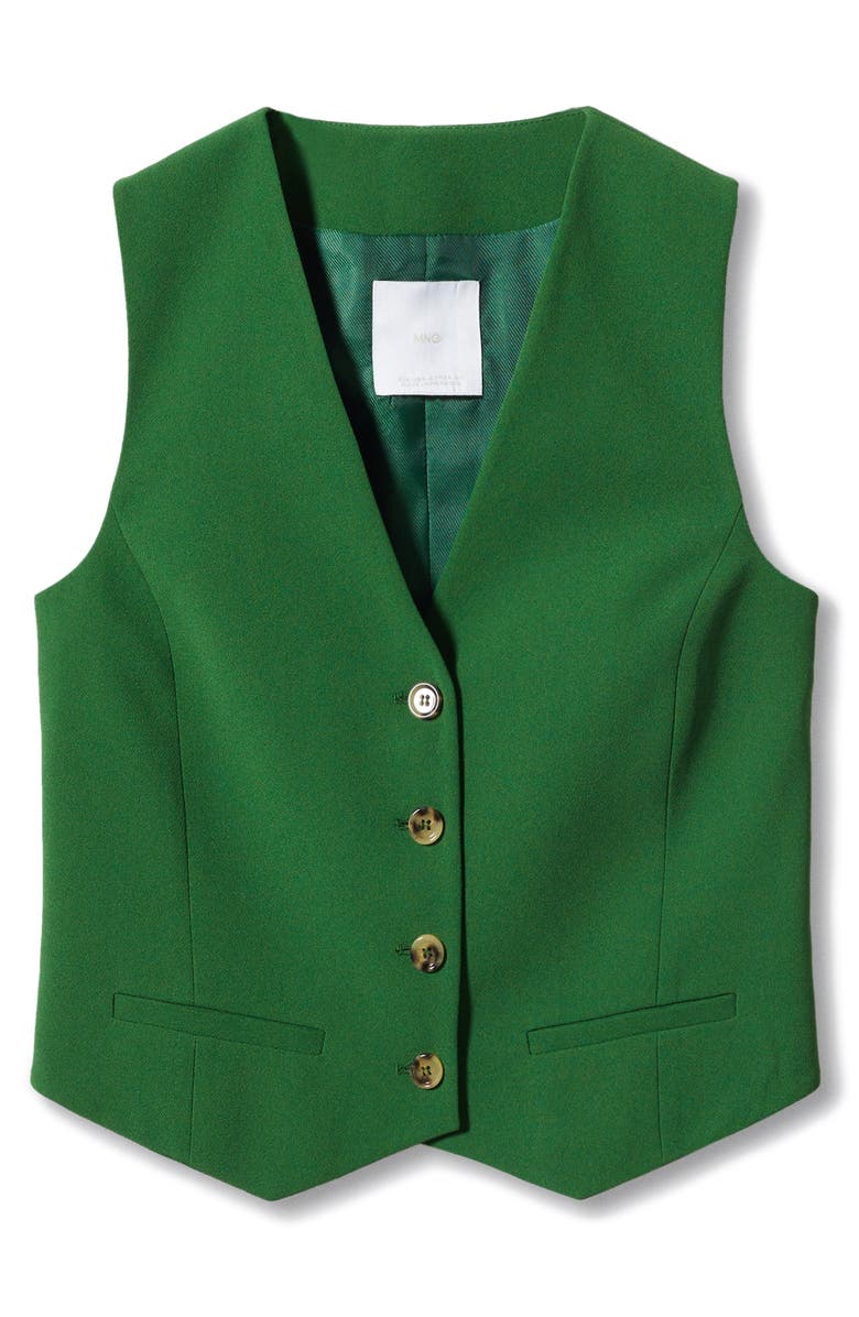 MANGO V-Neck Waistcoat, Alternate, color, Green