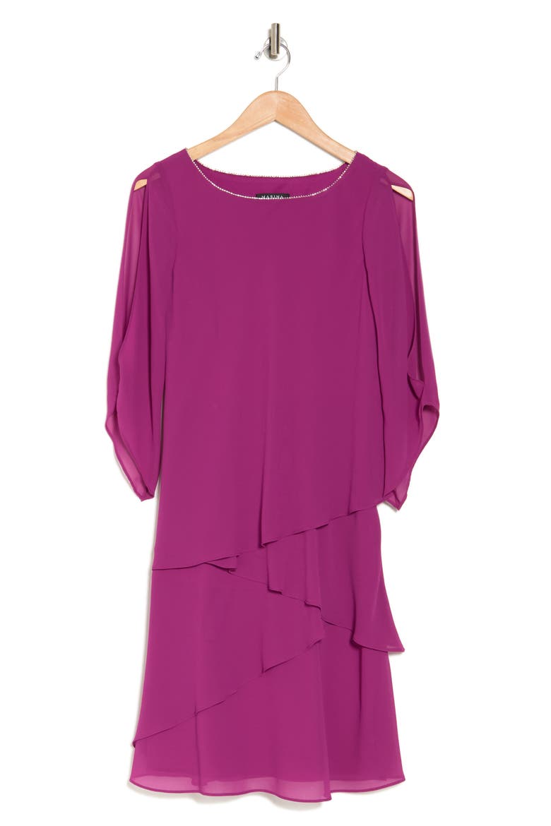 Chiffon Split Sleeve Cocktail Dress, Alternate, color, FUCHSIA