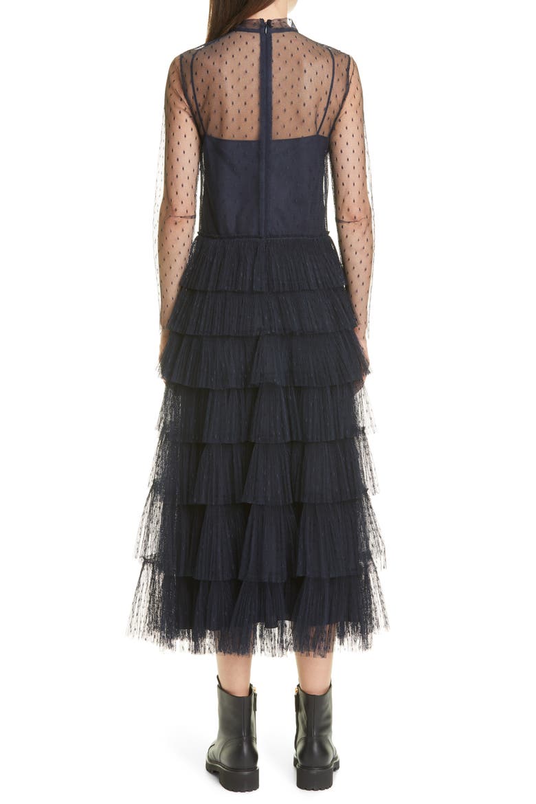 Lace A-Line Jersey Shift Minidress, Alternate, color, 0NO NERO