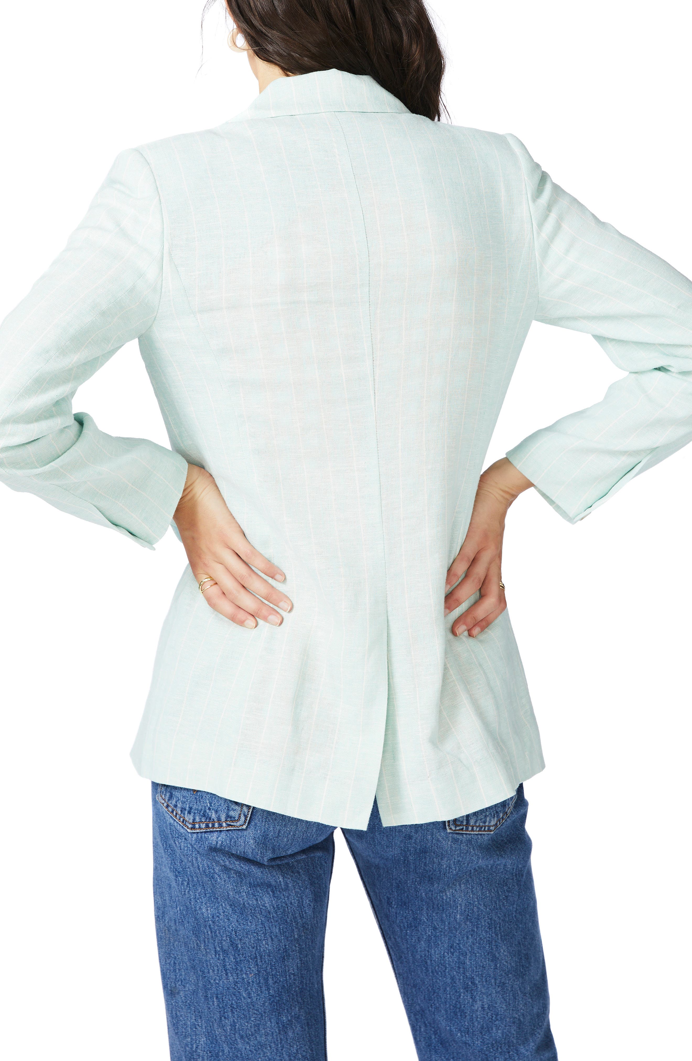 Pinstripe One-Button Blazer - image 2