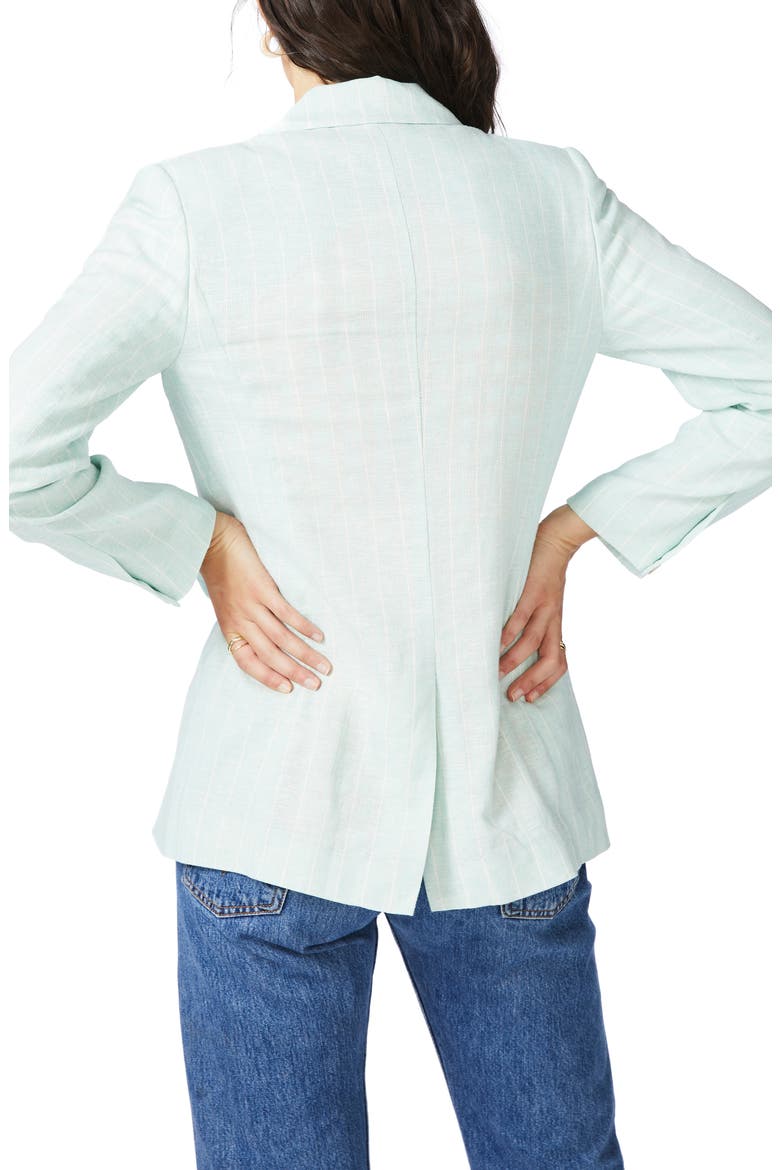 Pinstripe One-Button Blazer, Alternate, color, CRYSTAL SKY