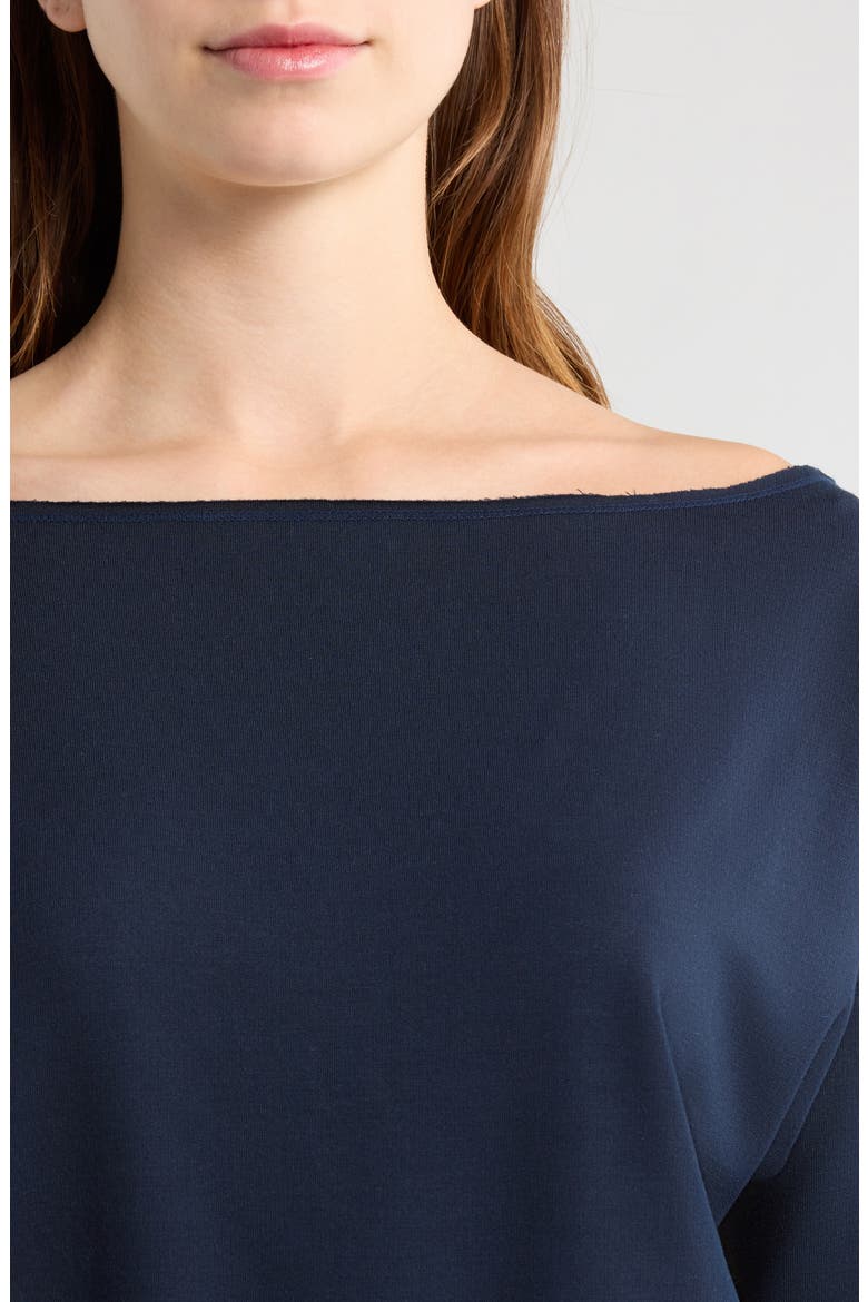 Flashdance Boat Neck Fleece Sweatshirt, Alternate, color, NAVY BLAZER