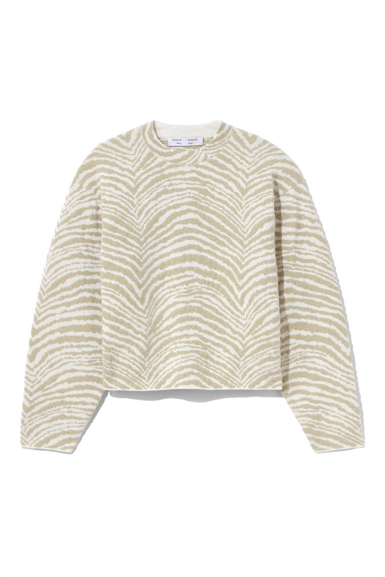 Animal Print Jacquard Cotton Blend Sweater, Alternate, color, STONE/ WHITE