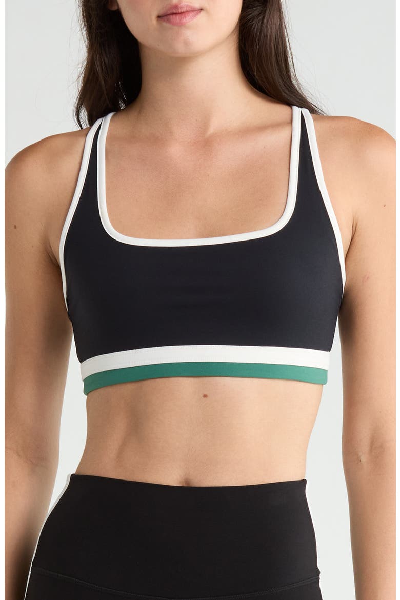 Bianca Rigor Racerback Sports Bra, Main, color, BLACK/ WHITE