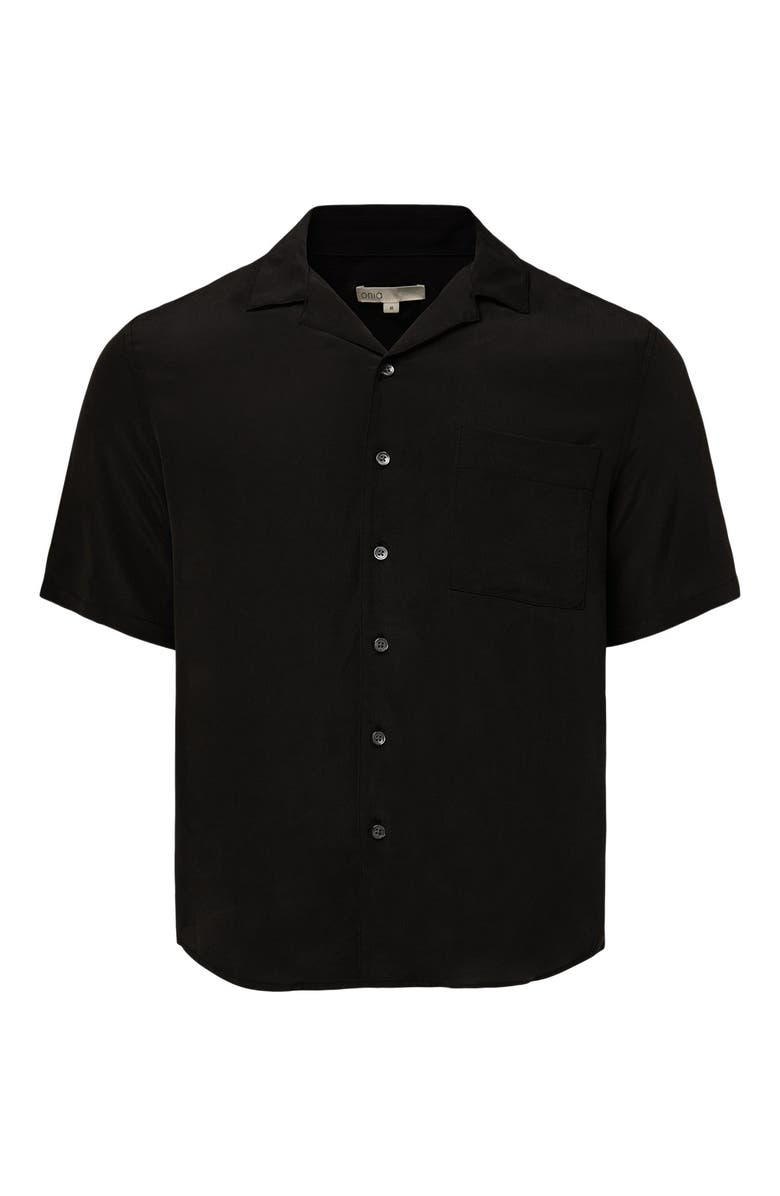 Onia Silk Vacation Short Sleeve Shirt, Alternate, color, Black