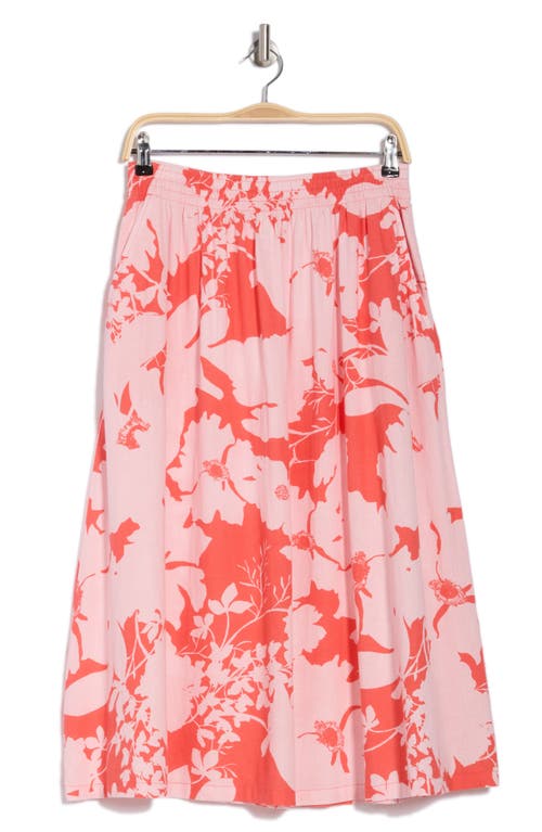 Caslon ® Floral Linen Blend Pull-on Skirt