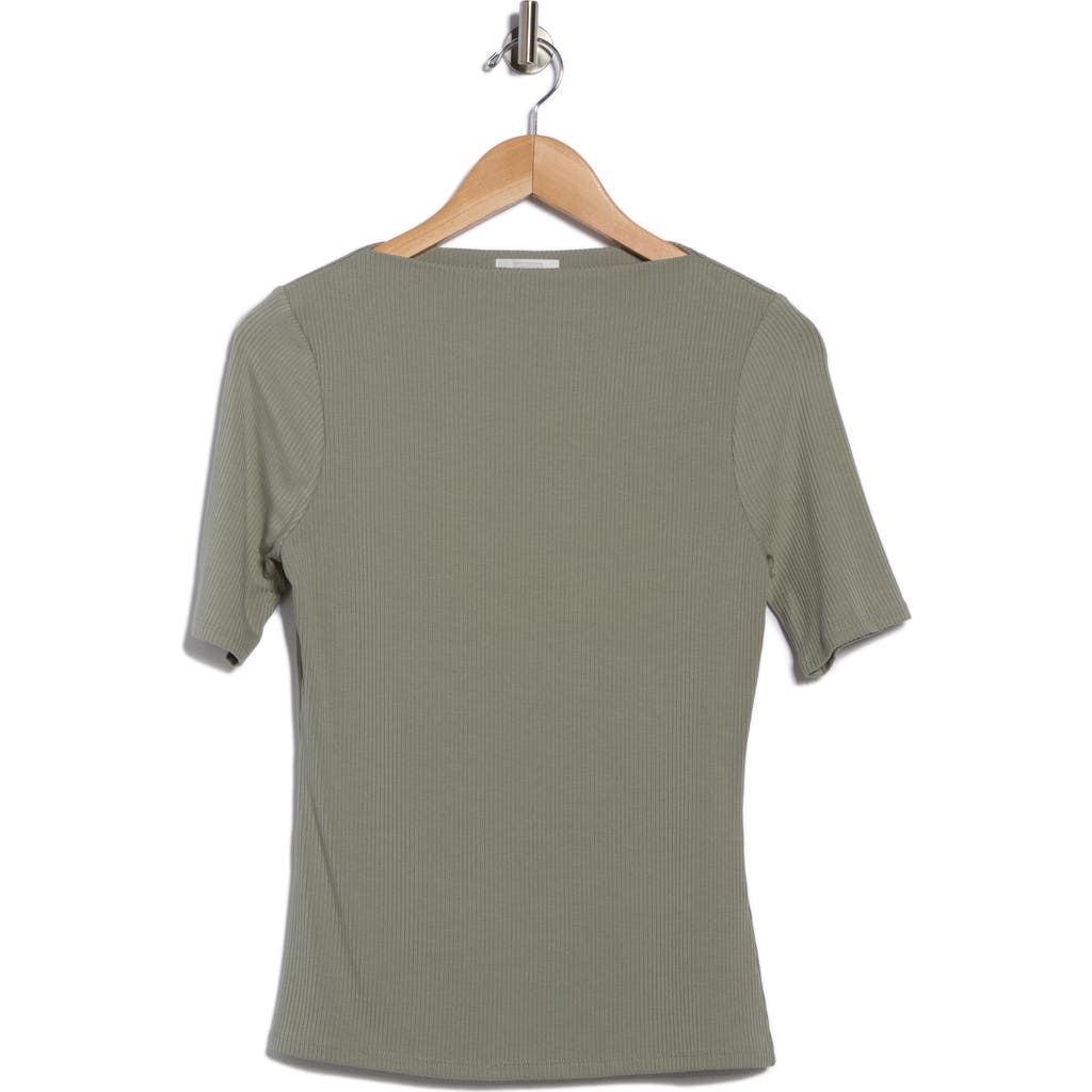 Nordstrom Rack Boat Neck Ribbed T-shirt In Green