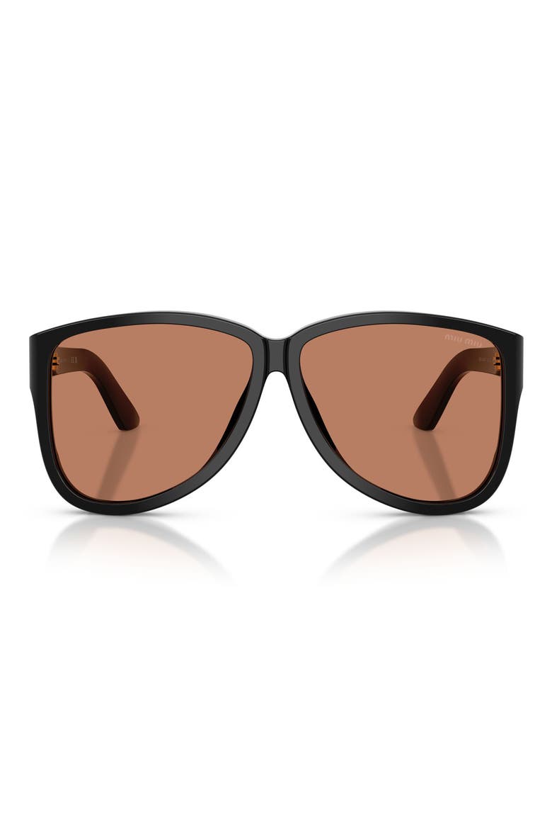 61mm Oversize Pilot Sunglasses, Main, color, BLACK / BROWN