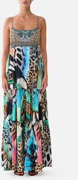 Camilla Long Dress With Jersey Bodice